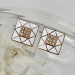 AGORÀ EARRINGS DAMA BIANCA Pink gold 9kt gr11,44Brown diamonds Ct 0,94Enamel Euro 3500,00