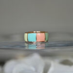 Folk Ring Dama Arlecchino Pink gold gr 10Enamel Euro 790,00